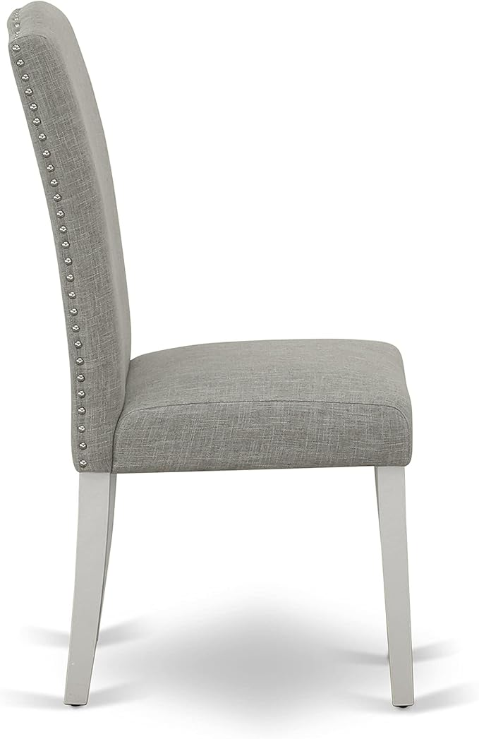 East West Furniture X097EN206-7 7 Piece Dining Room Table Set Consist of a Rectangle Kitchen Table with X-Legs and 6 Dark Shitake Linen Fabric Parson Dining Chairs, 40x72 Inch, Multi-Color