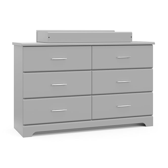 Storkcraft Brookside 6-Drawer Dresser (Pebble Gray) – GREENGUARD Gold Certified, Nursery & Kids Storage, Nursery Essentials, Kids Room Storage, Durable Bedroom Dresser
