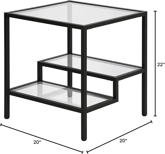 Henn&Hart 20" Wide Square Side Table in Blackened Bronze, Table for Living Room, Bedroom