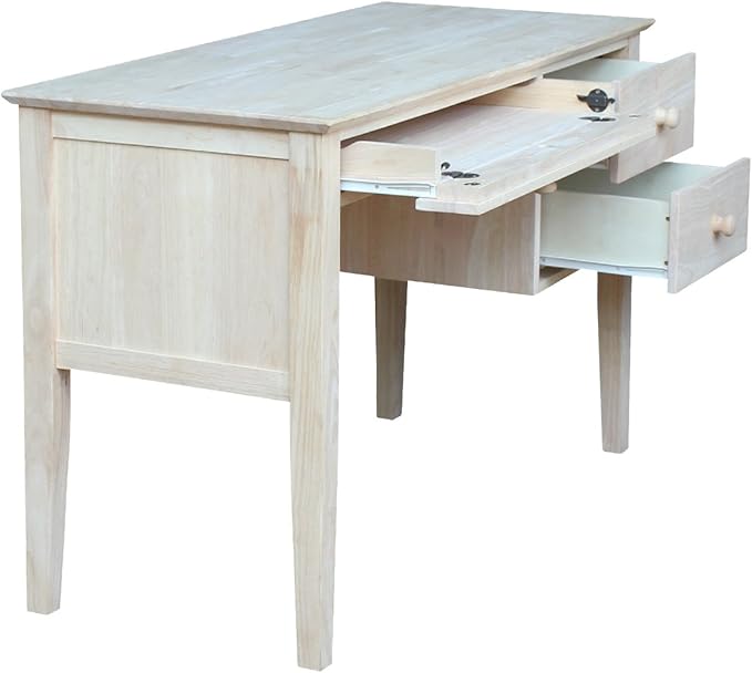 IC International Concepts, Brooklyn Desk, Solid Real Wood, Sturdy Parawood, DIY, Paint/Stain Ready, Unfinished