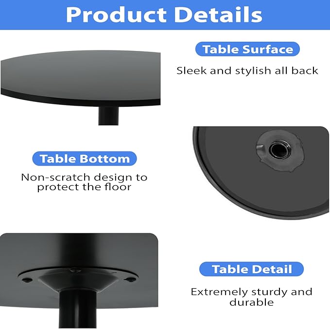 FDW Modern Bar Table 2 Set 40" Height Kitchen Dining Table Round Pub Table Hydraulic Dining Room Home Kitchen Table Bar Top Table Tall Table
