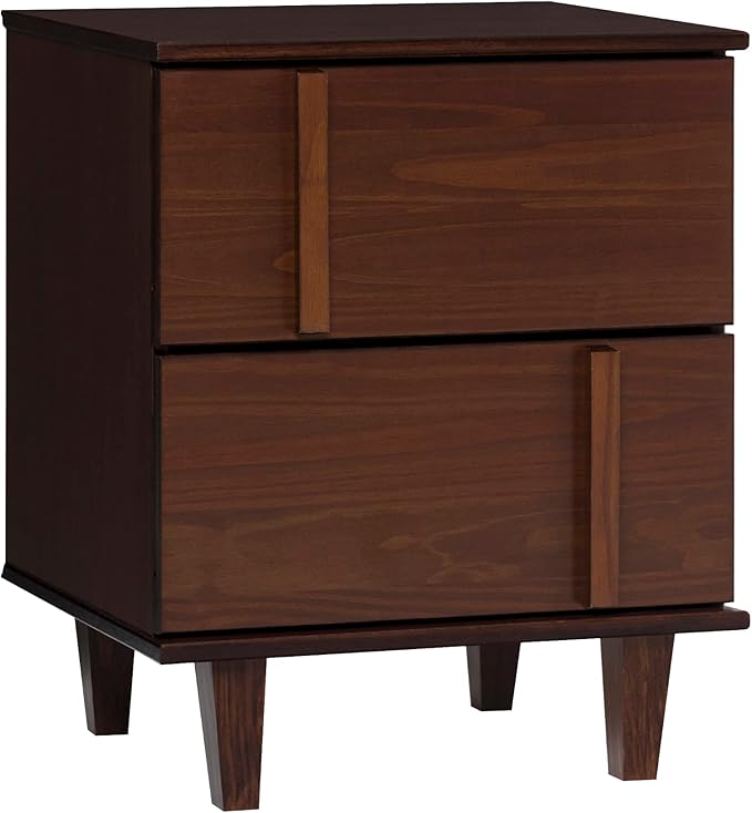 Walker Edison Sprague Contemporary Detailed Drawer Solid Wood Nightstand, 20 Inch, Walnut