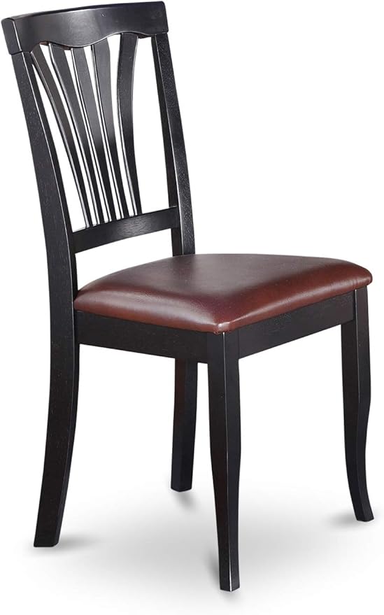 East West Furniture HLAV5-BCH-LC 5 Piece Modern Dining Table Set Includes a Round Wooden Table with Pedestal and 4 Faux Leather Dining Room Chairs, 42x42 Inch, Black & Cherry