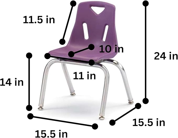 Berries Jonti-Craft 8144JC6004 Stacking Chairs with Chrome-Plated Legs, 14" Height, Purple, Pack of 6