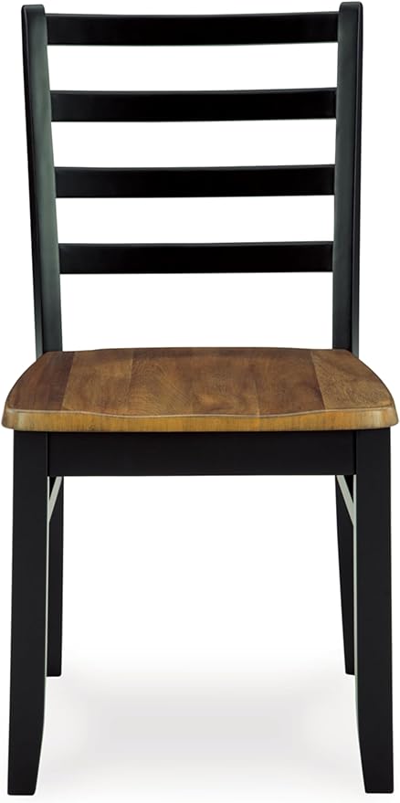 Signature Design by Ashley Blondon Rustic Chevron Dining Table and 6 Chairs, Set of 7, Black & Light Brown