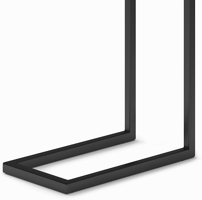 SIMPLIHOME Skyler 18-inch Wide Metal Table in White/Black, C-Shaped Industrial-Style Side Table with Genuine Marble Top for Living Room, Bedroom, or Home Office