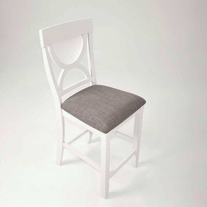 Poundex 5 Piece Counter Height Dining Set in White and Gray