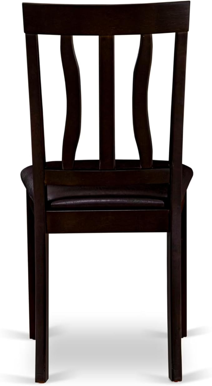 East West Furniture HLAN5-CAP-LC 5 Piece Dining Table Set for 4 Includes a Round Kitchen Table with Pedestal and 4 Faux Leather Dining Room Chairs, 42x42 Inch, Cappuccino