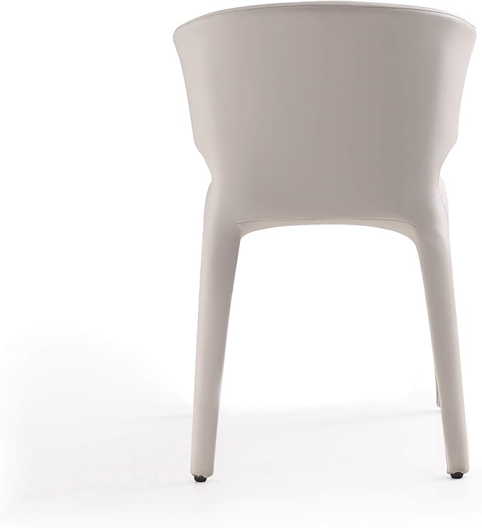 Manhattan Comfort Conrad Mid Century Modern Dining Chairs Woven Tweed Upholstered Kitchen Furniture with Contoured Back, Foam Padding & Metal Legs, Set of 2, Cream