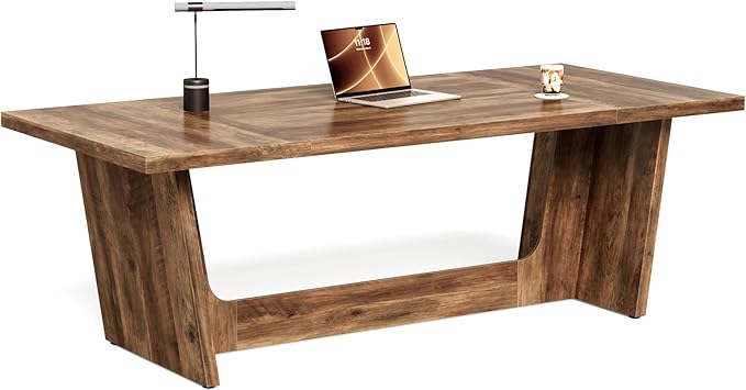 1Easylife 70.87 Inches Long Executive Desk, Brown Wooden Computer Desk, Industrial Simple Study Writing Table, Large Workstation Business Furniture for Home Office