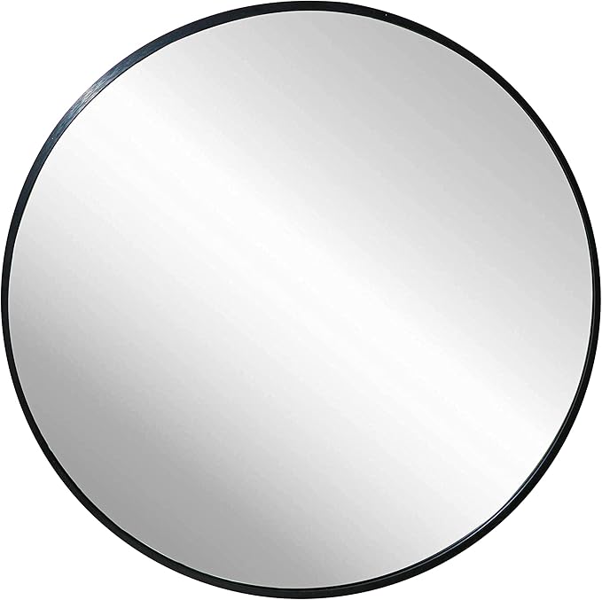 FrameWorks 20" Deluxe Contemporary Black Circular Aluminum Mirror