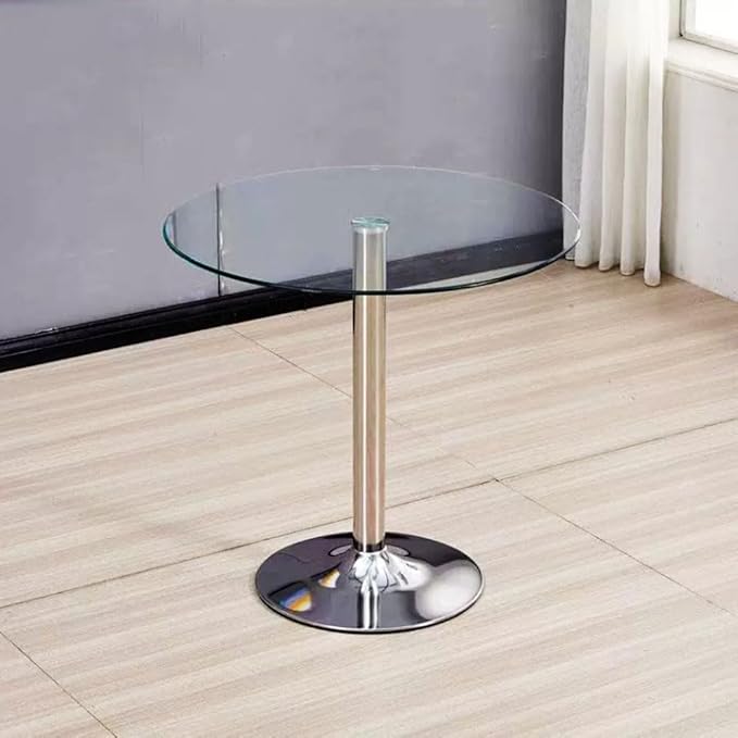31.2" Round Glass Dining Table, Modern Circular, Sturdy Base and Perfect for 2-4 Seat, Bistro Style for Dining Room, Living Room, Balcony, Cafe