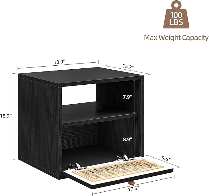 3-in-1 Modular TV Stand with Rattan Doors, DIY Media Console Boho Entertainment Center Modern TV Cabinet with Open Shelves,Black