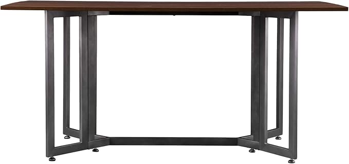 SEI Furniture Driness Drop Leaf Convertible Console to Dining Table, Dark Tobacco, Gunmetal Gray