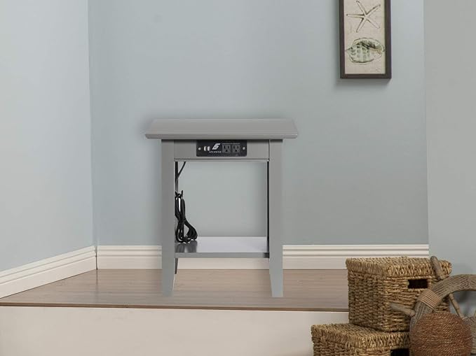 AFI Nantucket End Table with Built-in Charger in Grey