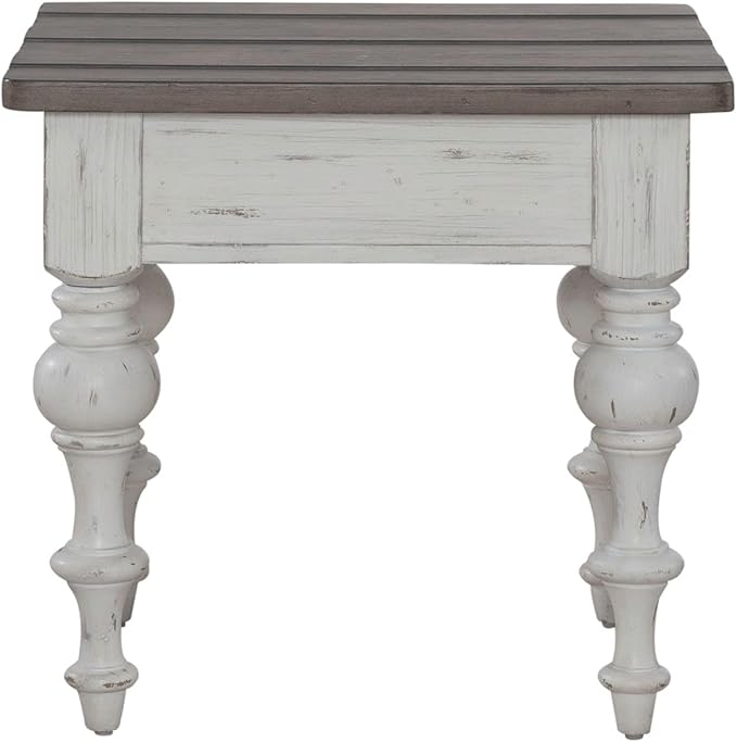 Liberty Furniture River Place Living Room End Table - Riverstone White & Tobacco