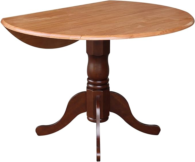 International Concepts Round Dual Drop Leaf Ped Table, Cinnamon/Espresso, 42-Inch