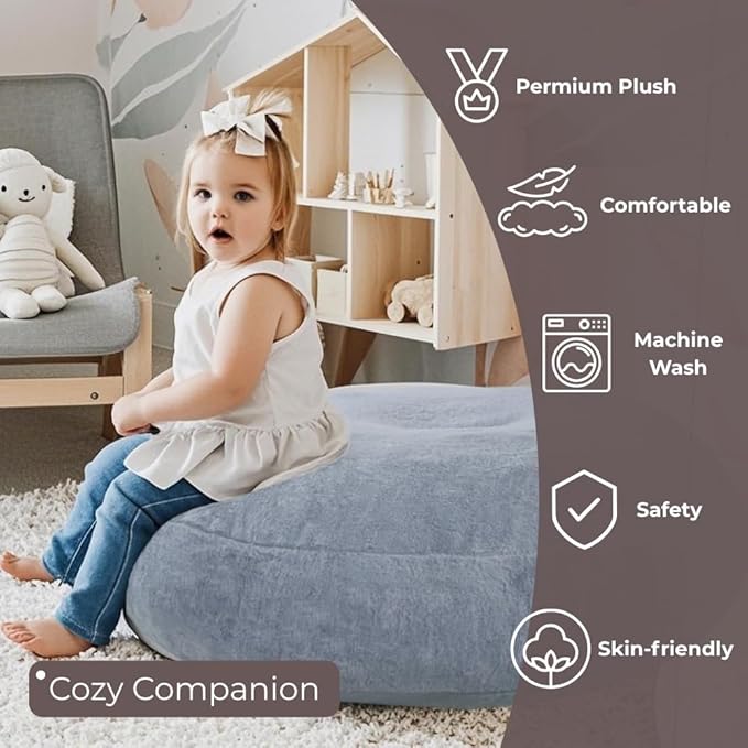 Wonder Space Bean Bag Chair – Soft Foam Filling | Removeable & Washable Cover | Ultra-Soft Plush Fabric - Minimalist Floor Cushion for Kids & Adults, Gaming, Reading and Relaxing, Grey