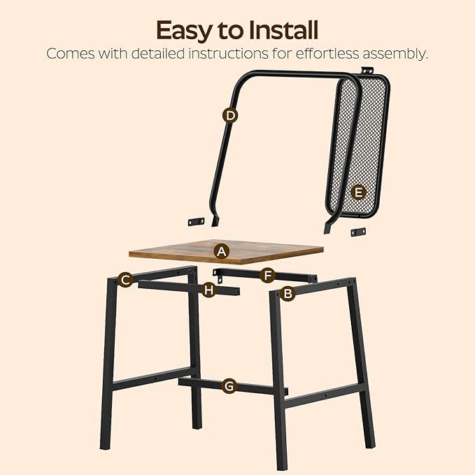 Dining Chairs Set of 4, Wooden Kitchen Chairs, Farmhouse Dining Chairs with Back Support, for Living Room, Kitchen, Rustic Brown and Black CY01L4BRN1