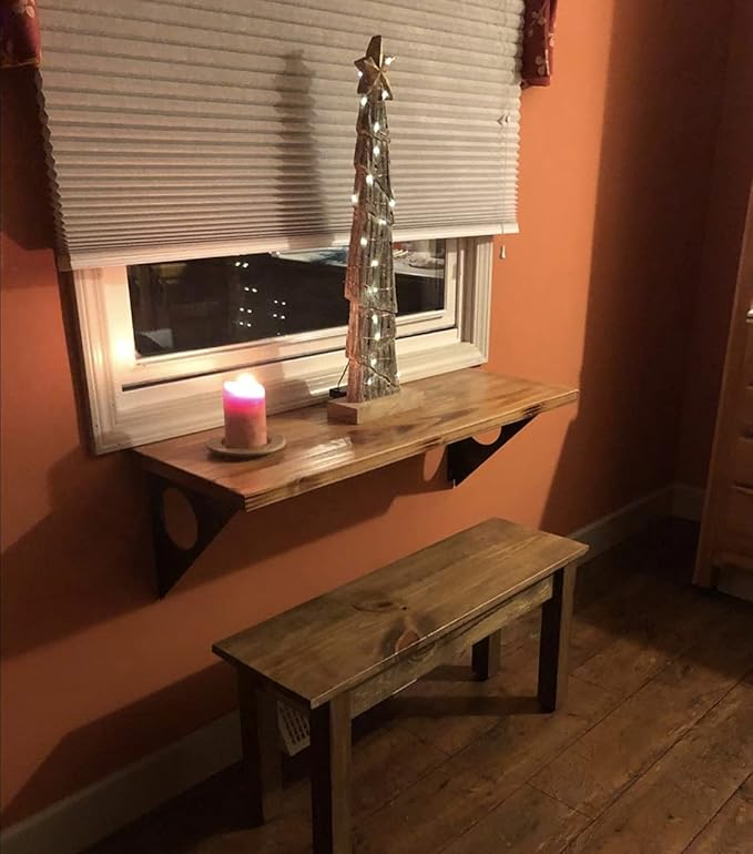 Industrial Rustic Wall-Mounted Table, Dining Table Desk, Pine Wood Wall-Mounted Bar Tables (40"X18")