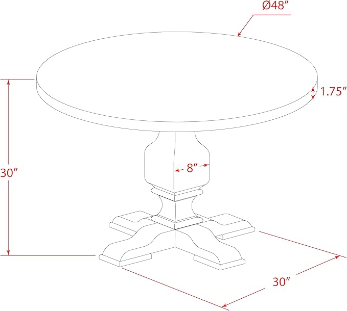 East West Furniture I3MZ5-748 5 Piece Dining Room Table Set Includes a Round Kitchen Table with Pedestal and 4 Coffee Linen Fabric Parson Dining Chairs, 48x48 Inch, Distressed Jacobean