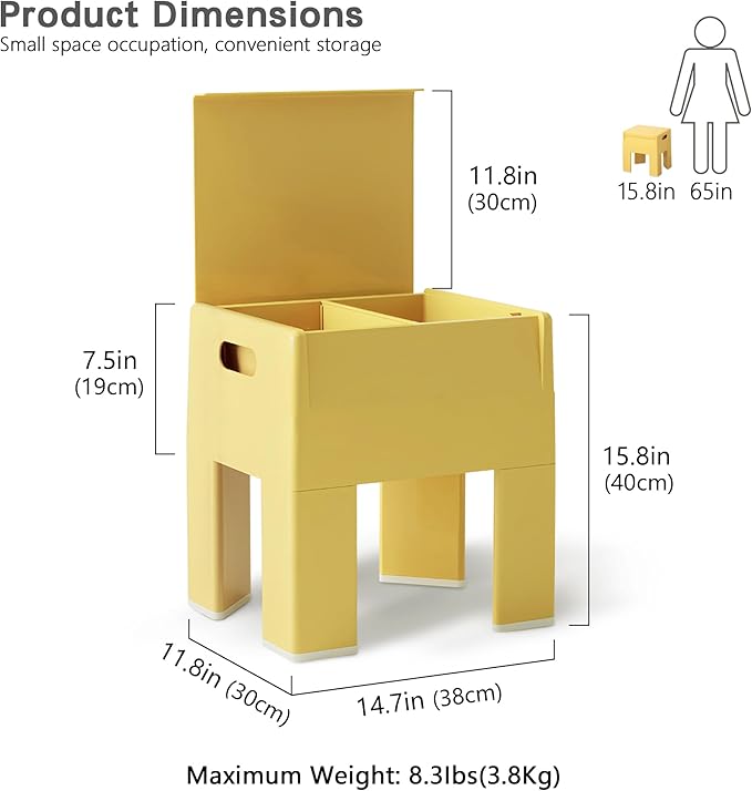 Nightstand Bedside with Storage Space, Multifunctional Colorful Plastic End Table Small Side Table for Bedroom, Dorm and Small Spaces, Easy Assembly(14.7" D x 11.8" W x 15.8" H, Yellow)