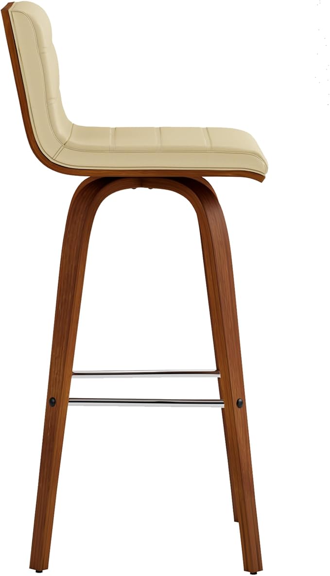 Armen Living Vienna Bar Height Bar Stool Kitchen and Dining, 30" Cream/Walnut, More color/size option