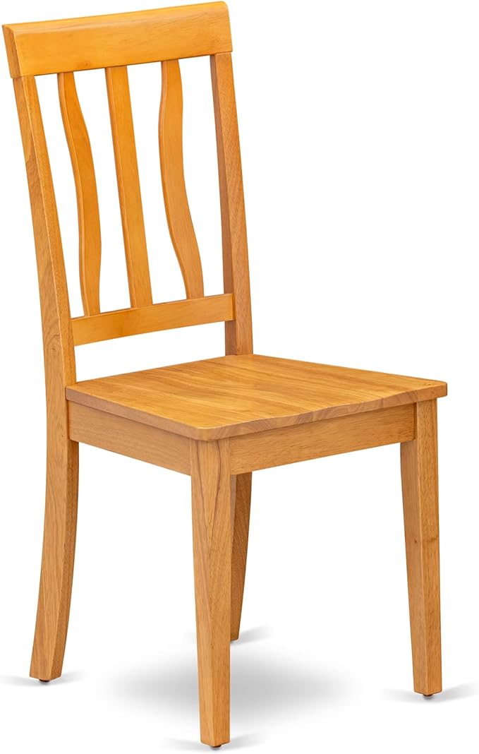 East West Furniture ANTI5-OAK-W 5 Piece Dining Room Table Set Includes a Round Wooden Table with Pedestal and 4 Kitchen Dining Chairs, 36x36 Inch, Oak