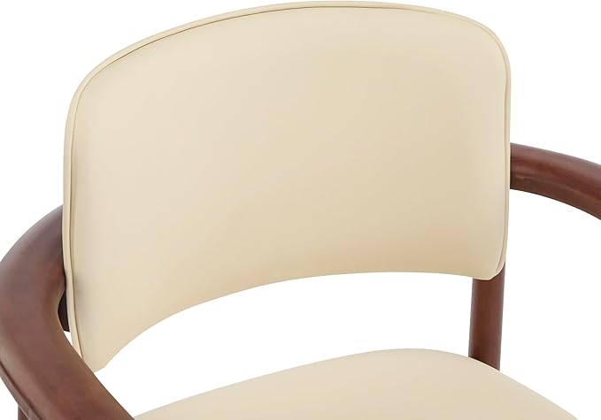 Merax Rubber Wood Dining Chairs Set of 2, Comfortable PU Foam Seat Armchairs for Living Room Dining Room, Bearing 300 lbs, Dark Walnut Color