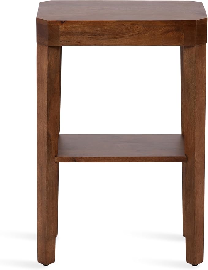 Kate and Laurel Talcott Modern Rectangle Wood Side Table, 16 x 10 x 25, Walnut Brown, Transitional Decorative Two-Tier End Table for Use as a Bedroom Nightstand or Living Room Accent