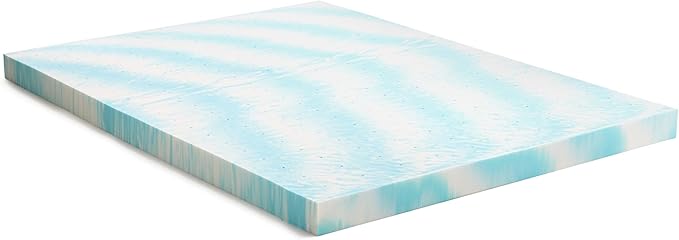 Linenspa 4 Inch Gel Swirl Memory Foam Mattress Topper – Cooling Gel Infused – Pressure Relieving Bed Topper - Mattress Pad – CertiPUR Certified - Twin XL Size