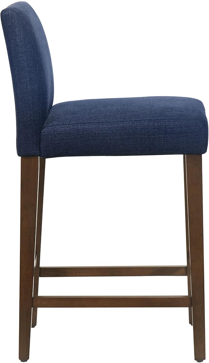 CHITA Counter Height Bar Stools Set of 3, 27" H Seat Height Upholstered Barstools, Fabric in Midnight Blue