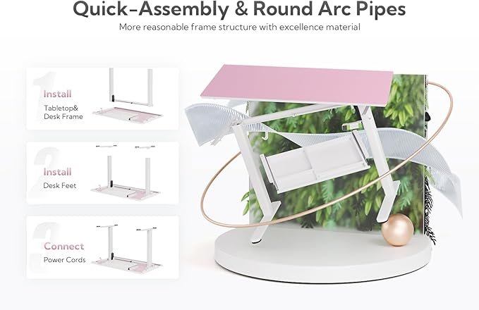 INNOVAR Glass Standing Desk with Drawers, Adjustable Height Stand Up Desk, Electric Standing Desks with Storage, 48 inch, Morandi Powder