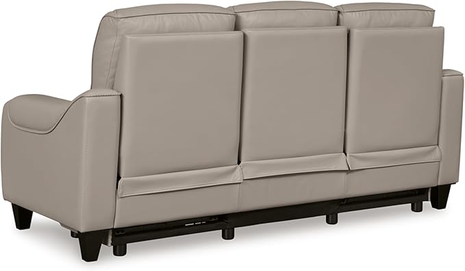 Signature Design by Ashley Mercomatic Casual Leather Match Wall Hugger Power Reclining Sofa with Adjustable Headrest and USB Ports, Light Gray