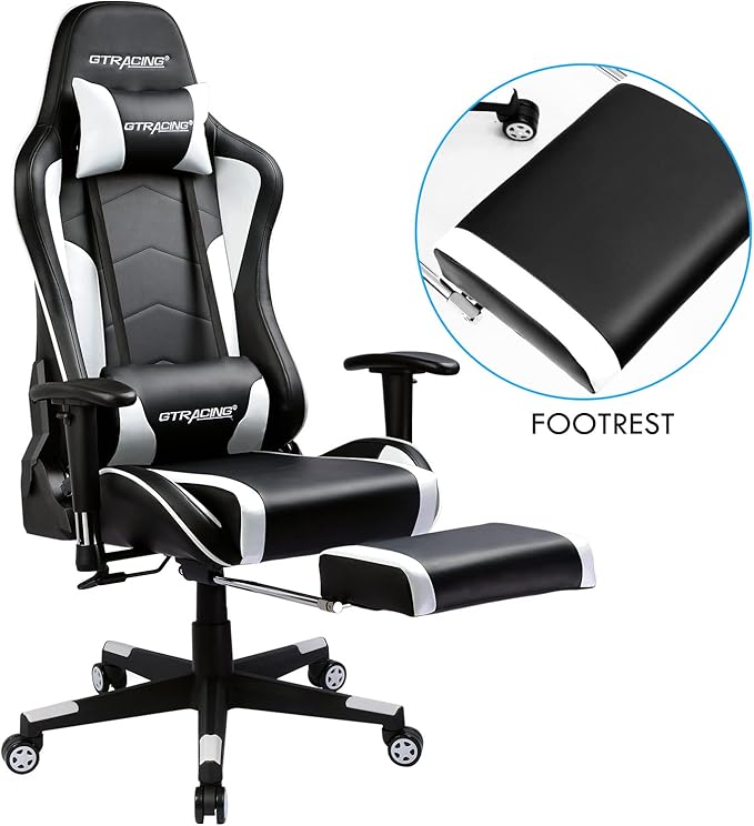 GTRACING Gaming Chair with Footrest Speakers Video Game Chair Bluetooth Music Heavy Duty Ergonomic Computer Office Desk Chair