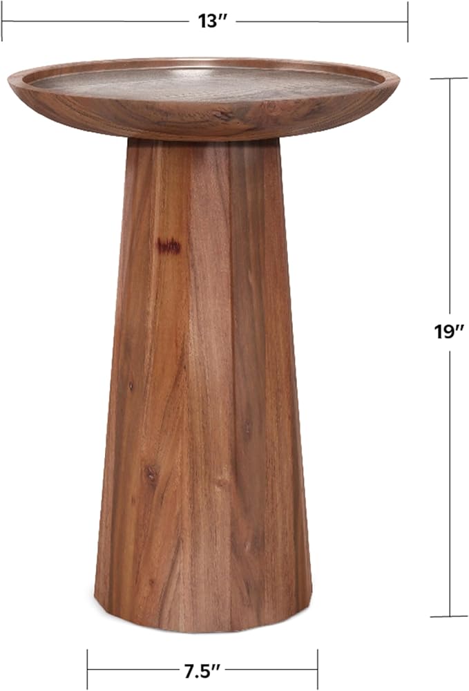 SIMPLIHOME Dayton SOLID ACACIA WOOD 13 inch Wide Round Contemporary Wooden Accent Table in Light Cognac, Fully Assembled for the Living Room and Bedroom