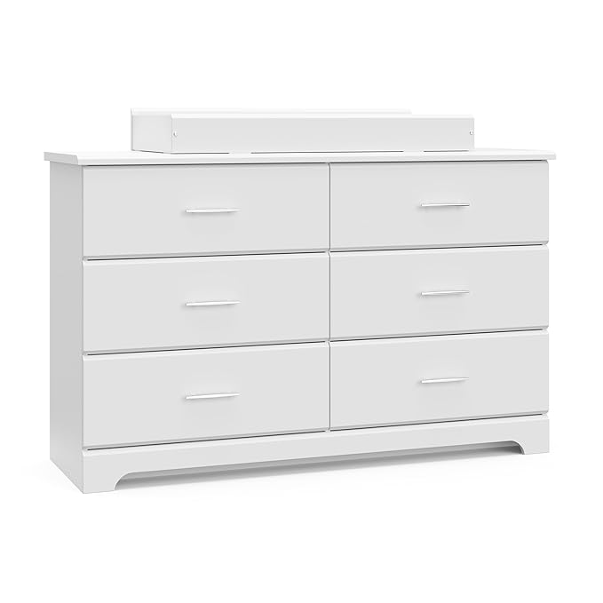 Storkcraft Brookside 6 Drawer Double Dresser (White) – GREENGUARD Gold Certified, Dresser For Nursery, Kids, Chest Of Drawers