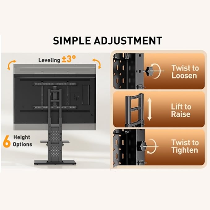 Perlegear Floor TV Stand with Mount for 32-86" TVs up to 132 lbs, Tall TV Stand with Pegboard and 6 Height Settings, TV Swivel Stand with Wooden Base, Max VESA 600x400mm PGFS13