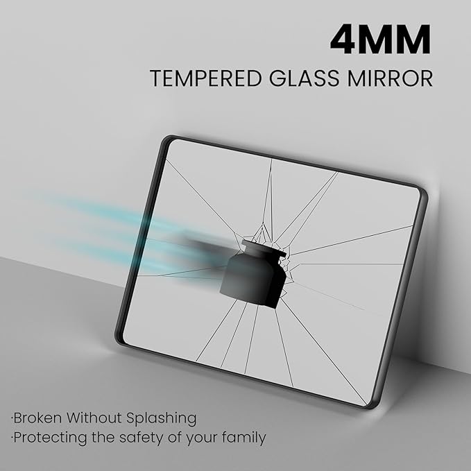 White Bathroom Mirror 36x36 Inch, White Metal Framed Bathroom Mirror for Wall, Rounded Rectangle Matte Bathroom Vanity Mirror, Tempered Glass, Anti-Rust, Horizontal/Vertical