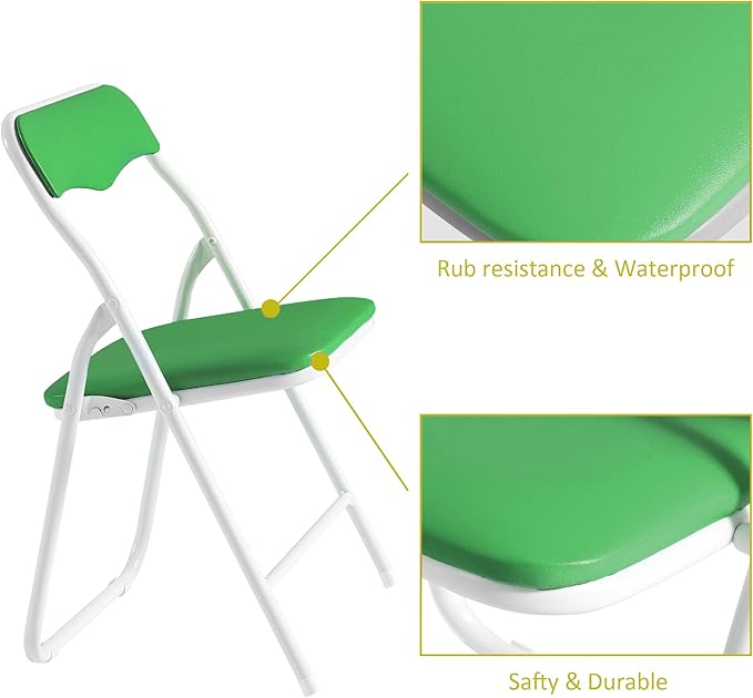 VECELO Kids Folding Activity Table and Chairs 5 Pcs Set, Portable, with Ultra Soft Padded Cushion, Green