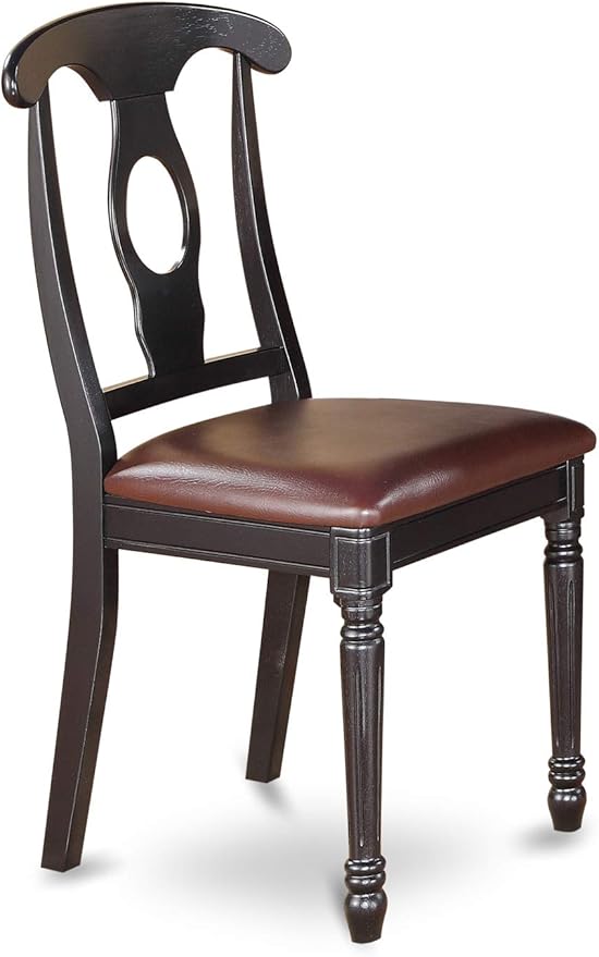 East West Furniture LGKE5-BLK-LC 5 Piece Dining Set Includes a Rectangle Dining Table with Butterfly Leaf and 4 Faux Leather Kitchen Room Chairs, 42x84 Inch, Black