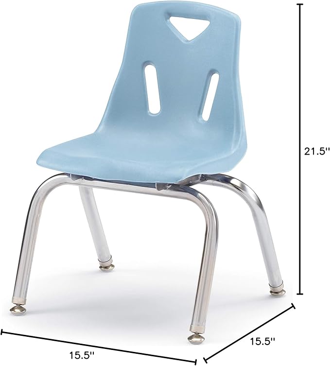 Berries Jonti-Craft 8142JC6131 Stacking Chairs with Chrome-Plated Legs, 12" Height, Coastal Blue, Pack of 6