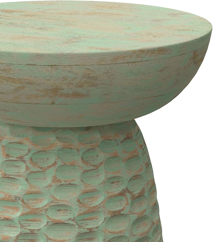 SIMPLIHOME Boyd 13-inch Wide Solid Mango End Table in Green Wash, Contemporary-Style Accent Table for Living Room, Bedroom, or Family Room, Assembled