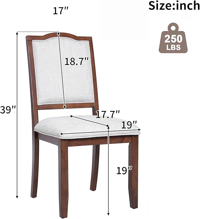 Merax Upholstered Dining Chairs Set of 4, Farmhouse Chair with High Back, Modern Seating for Kitchen, Bedroom & Living Room, Cherry+Beige