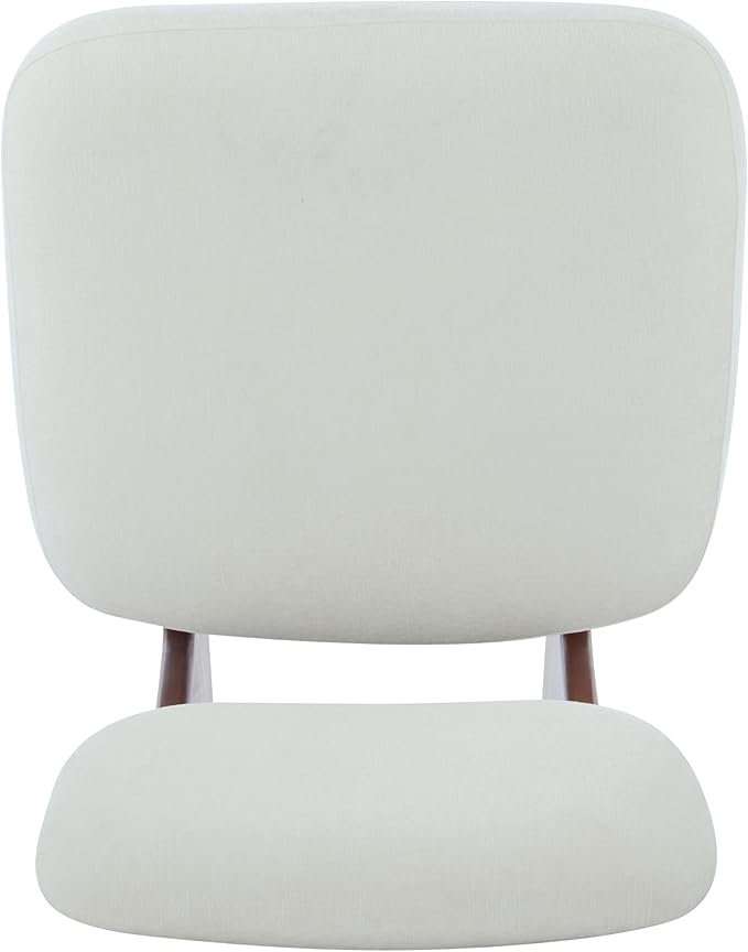 Christopher Knight Home Mores Low Profile Accent Chair Set of 2, Modern Living Room Armless Lounge Chair, Fabric Comfy Reading Chair for Bedroom, Wooden Frame and Thick Padded Seat, White+Walnut