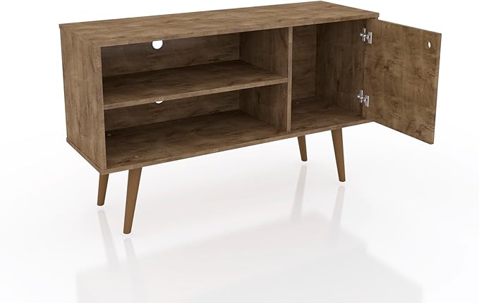 Manhattan Comfort Liberty Mid Century Modern TV Stand for Televisions up to 46 Inches, Bedroom and Living Room Entertainment Center with Storage, Shelves, and Cabinet, 43" Wide, Brown/3d Print