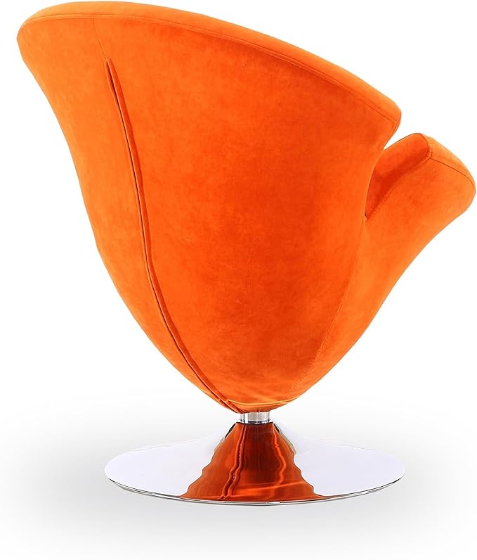 Manhattan Comfort Tulip Swivel Accent Chair Set of 2 with 360° Turn, Modern Flower Inspired Design, Soft Velvet Upholstery, Polished Chrome Base, No Assembly Required, 300 Lbs Capacity, Orange