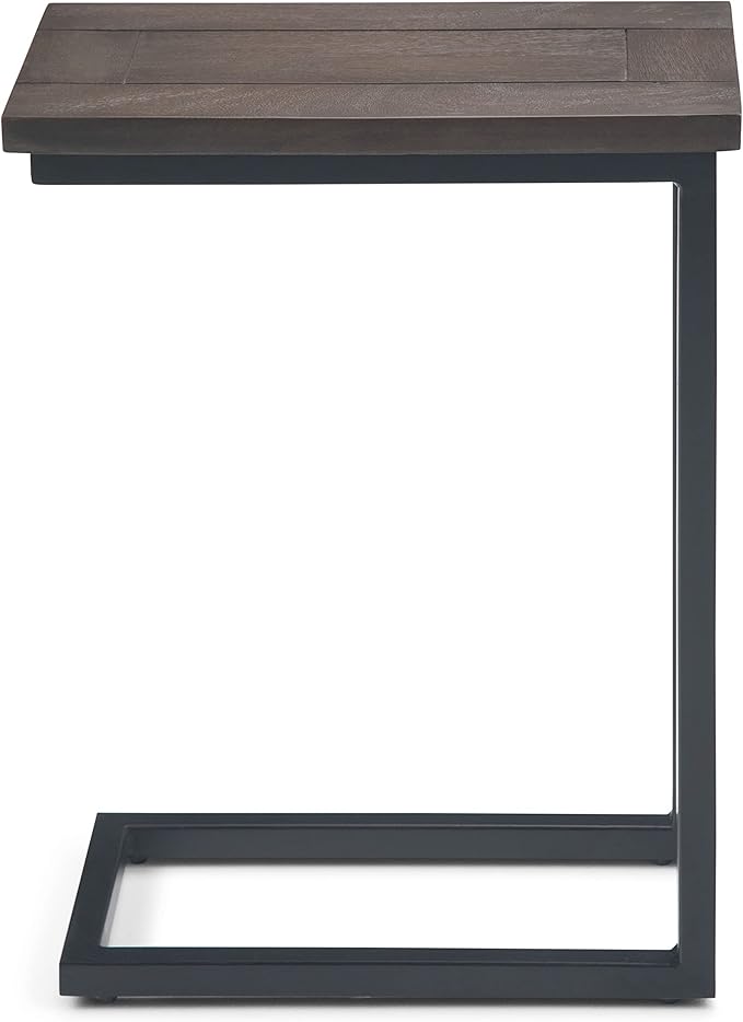 SIMPLIHOME Skyler 18-inch Wide Solid Mango/Metal Industrial C-Shaped End Table in Walnut Brown/Black for Living Room, Office, or Bedroom, Assembled