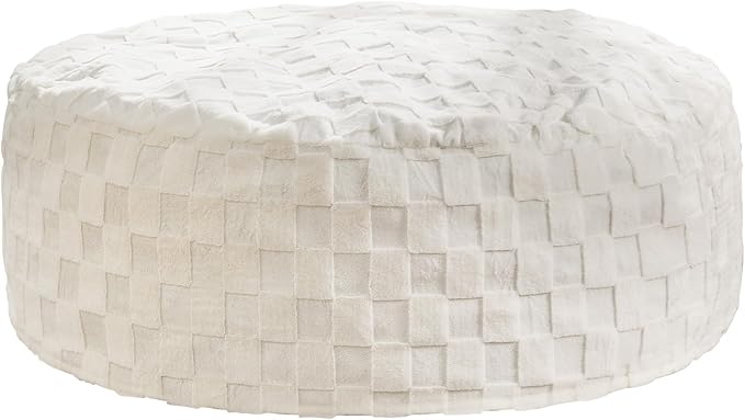 Hobestluk Bean Bag Chairs Beanbag Chair with Filler Adult Bean Bags with Fluffy Cover, Giant Bean Bag Chairs for Adults for Living Room, Bedroom (White, 5FT - 50” x 50” x 24”)