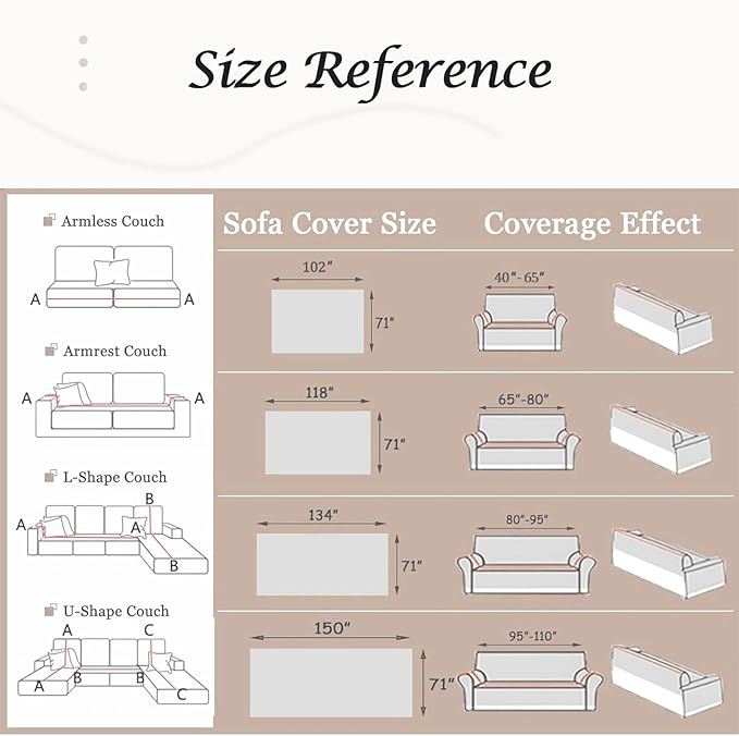 Couch Cover for Dogs Washable Sofa Cover, Sectional Couch Covers, Sofa Covers for 2 Cushion Couch, Non Slip Stripe Sofa Slipcovers Furniture Protector, Couch Protector from Cat Claws, Grey,71''x150''